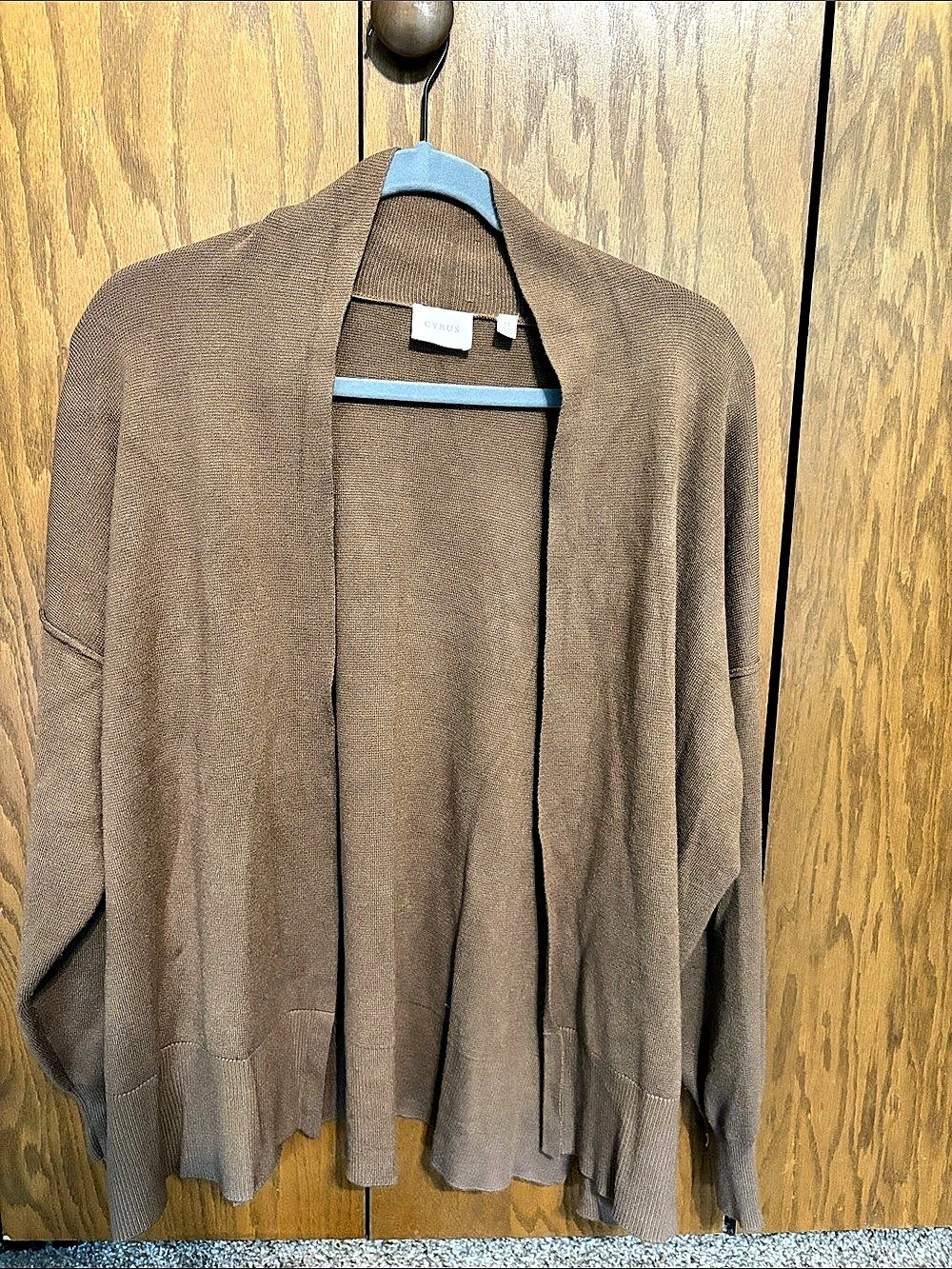 Cyrus Open Front Cardigan in Brown Size Medium
